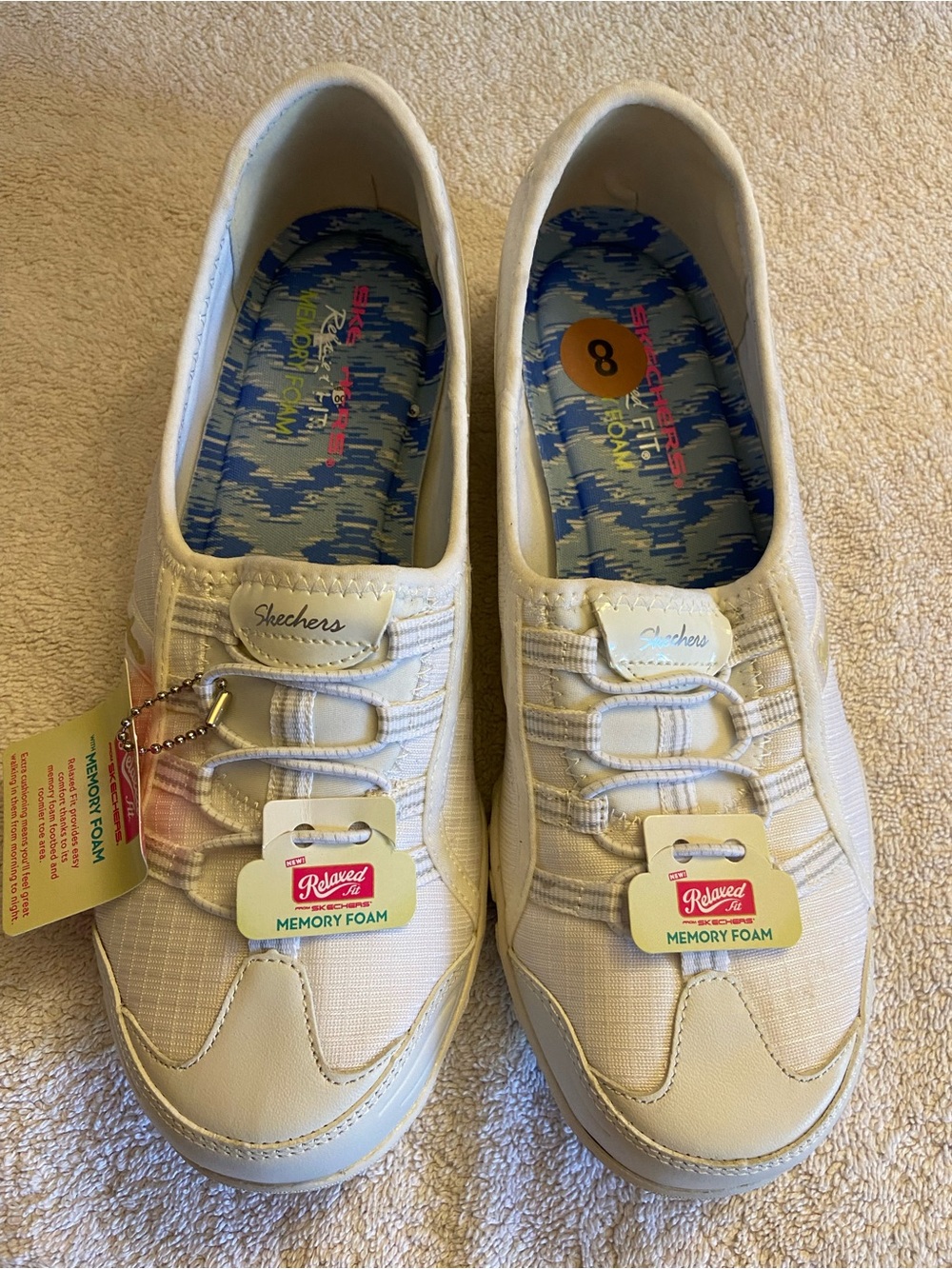 Skechers Relaxed Fit Slip-On Sneakers - White with Leather/Textile Combo